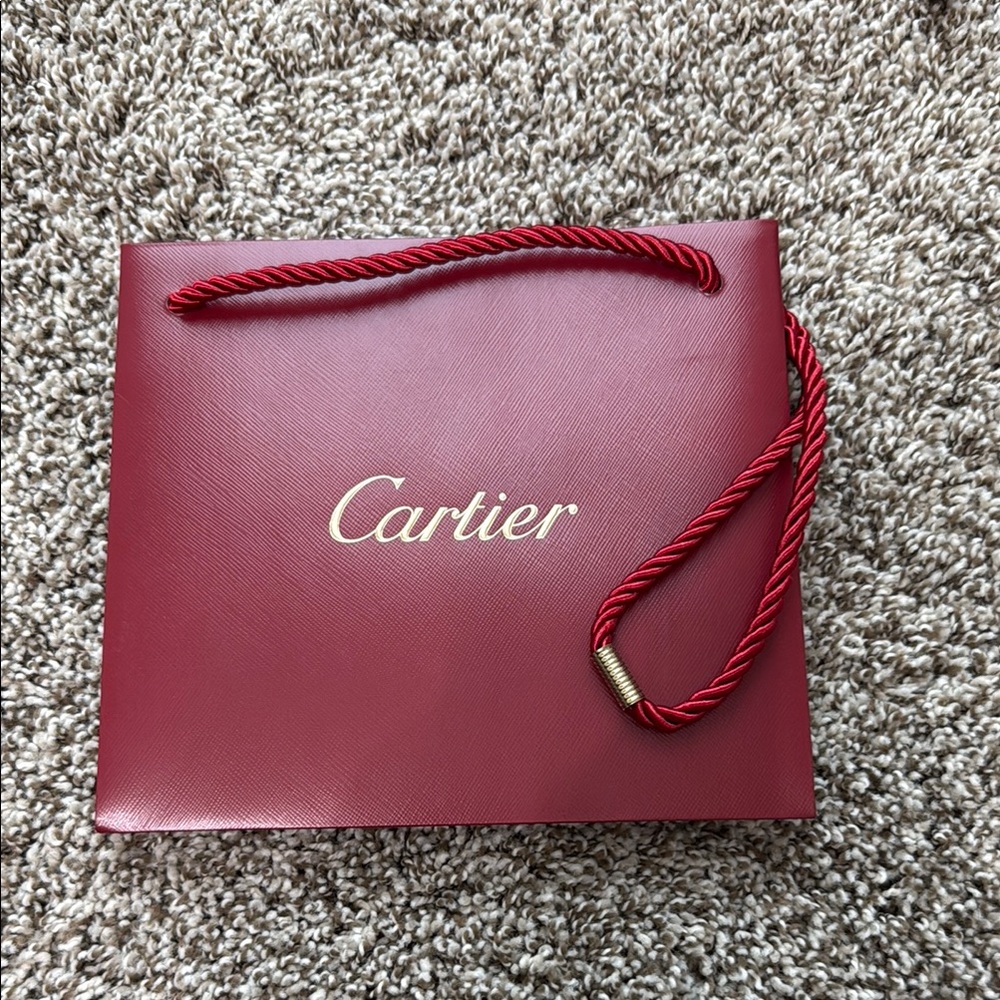 Cartier Red Luxury Shopping Bag with Rope Handle